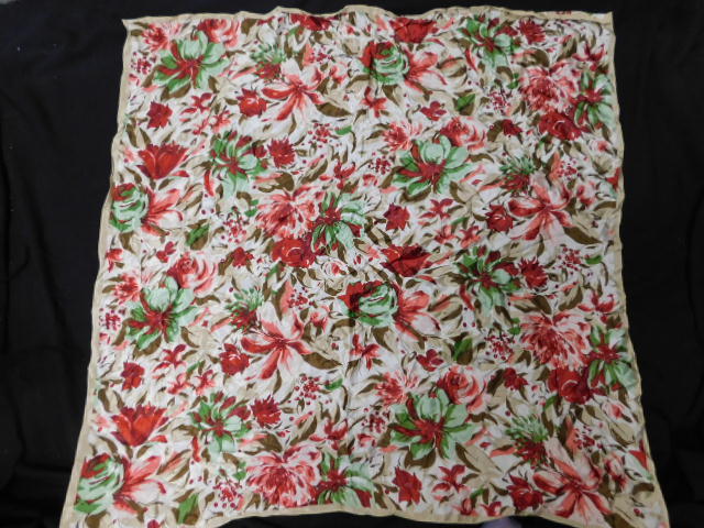 z52 メルローズ MELROSE 未使用 花柄 シルク スカーフ レディース拍卖