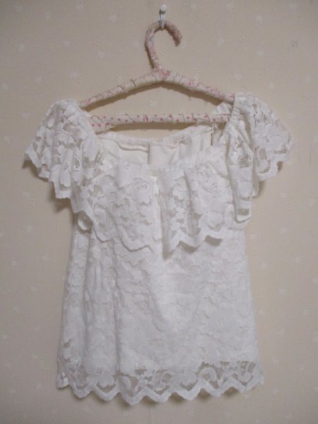 ☆彡★GU ジーユー ブラフィール レースオフショルダーT ★オフホワイト☆S  30822拍卖