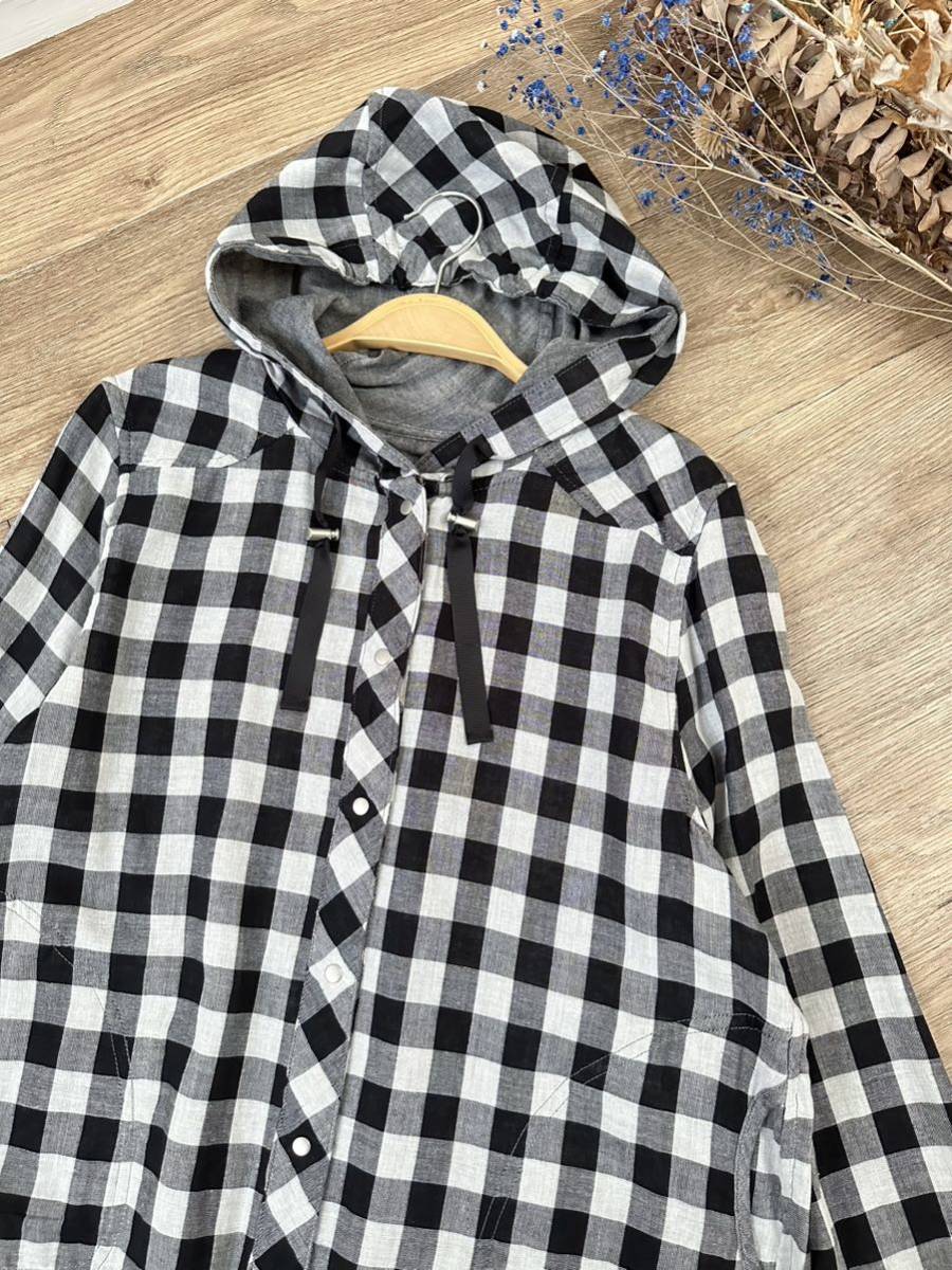 新品 タグ付き 綿100% リバーシブル フード付き チェック柄 シャツ 羽織り Lサイズ拍卖
