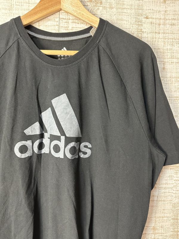 ☆US古着 adidas アディダス ドライ 速乾 スポーツ Tシャツ プリント ブラック黒【L】コットンポリ ◆3976◆拍卖
