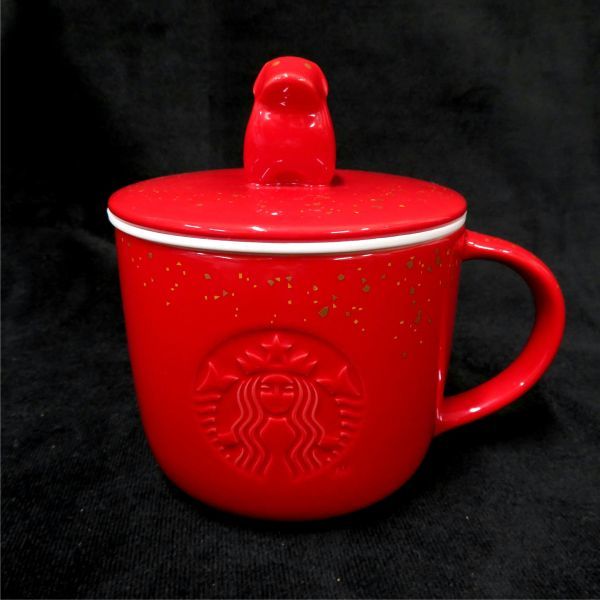 Starbucks/スターバックス 2018年 戌年 ニューイヤーリッド付ドッグ 蓋付 マグカップ 355ml⑳拍卖