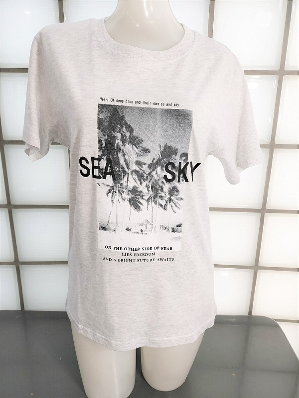 ティモシー Sea Sky 杢グレー Lサイズ 天竺 綿98%,レーヨン2% 半袖Tシャツ 新品 Timothy拍卖