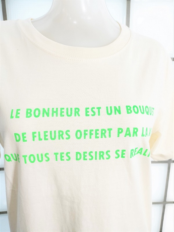 ティモシー Le Bonheur オフホワイト Lサイズ 天竺 綿100% 半袖Tシャツ 新品 Timothy拍卖