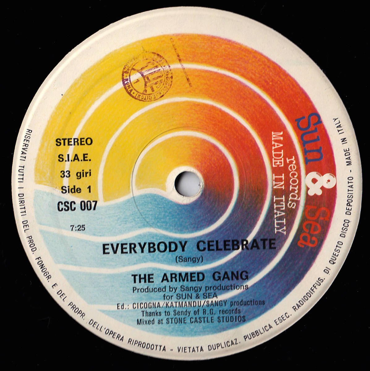 イタロブギー12inch★ARMED GANG / Everybody Celebrate★イタリア盤・Sun & Sea★拍卖