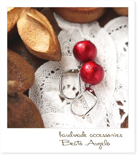 ◇◇+angelo+コットンパールのフレンチフックピアス(p-165)ダークレッド S 10mm 一粒 シンプル拍卖