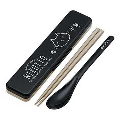 ねこっと コンビセット 箸 スプーン セット 抗菌音のならない お弁当用カトラリー 携帯用カトラリー スケーター拍卖