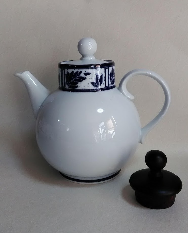 希少 陶器食器 ダンスク セイロン DANSK CEYLON ポット 陶製・木製蓋付き 箱付き拍卖