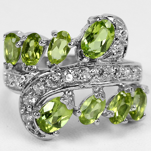 高品質★天然ペリドット純銀リングC-I 13号拍卖