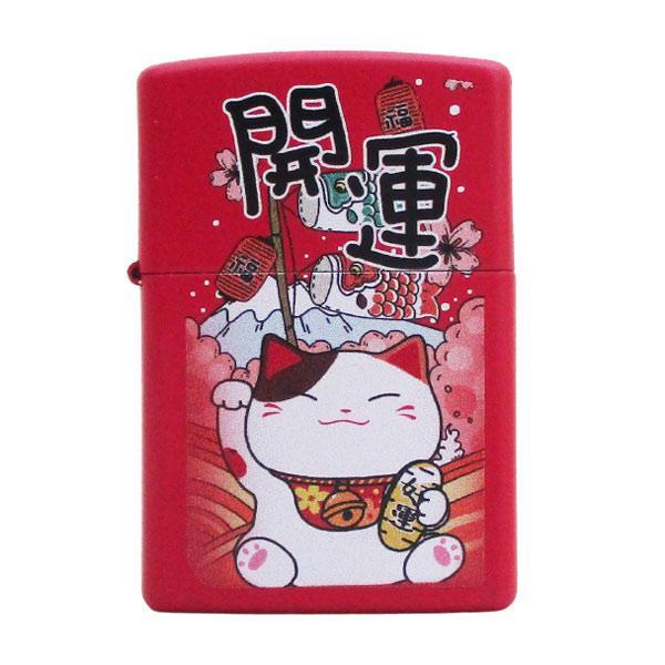 ジッポー オイルライター USA Zippo 和柄シリーズ 開運 招き猫 Z233-107670&ギフトボックスセット(オイル+フリント+BOX)/送料無料拍卖