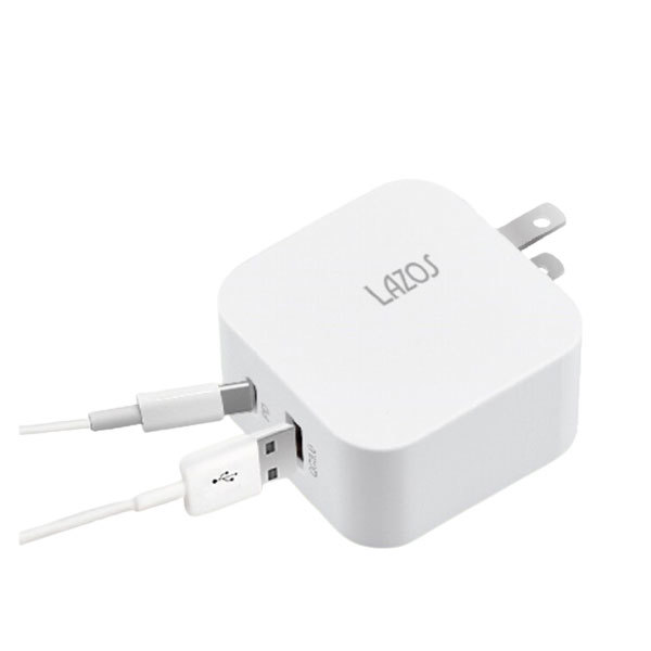 AC充電器 2ポート AC-USB充電器 C+Aポート 20W Lazos L-AC-CA20/0699x1台拍卖