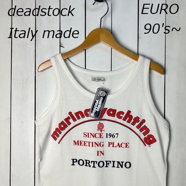 T●333 ユーロ デッドストック 90s~ イタリア製 タンクトップ 4 白 オールド ヴィンテージ ヨーロッパ 未使用 maring.yachingフロッキー S拍卖