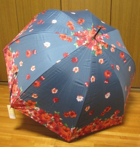 *新品*ネイビー×花柄*晴雨兼用*長傘*99%UVPROTECT*紫外線対策*GENUINE UMBRELIA WORKS*拍卖