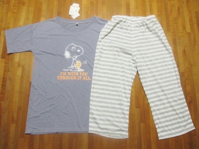 *送料無料*M*スヌーピー*半袖+ボーダーパンツ*パジャマ*ルームウェア*SNOOPY*PEANUTS*拍卖