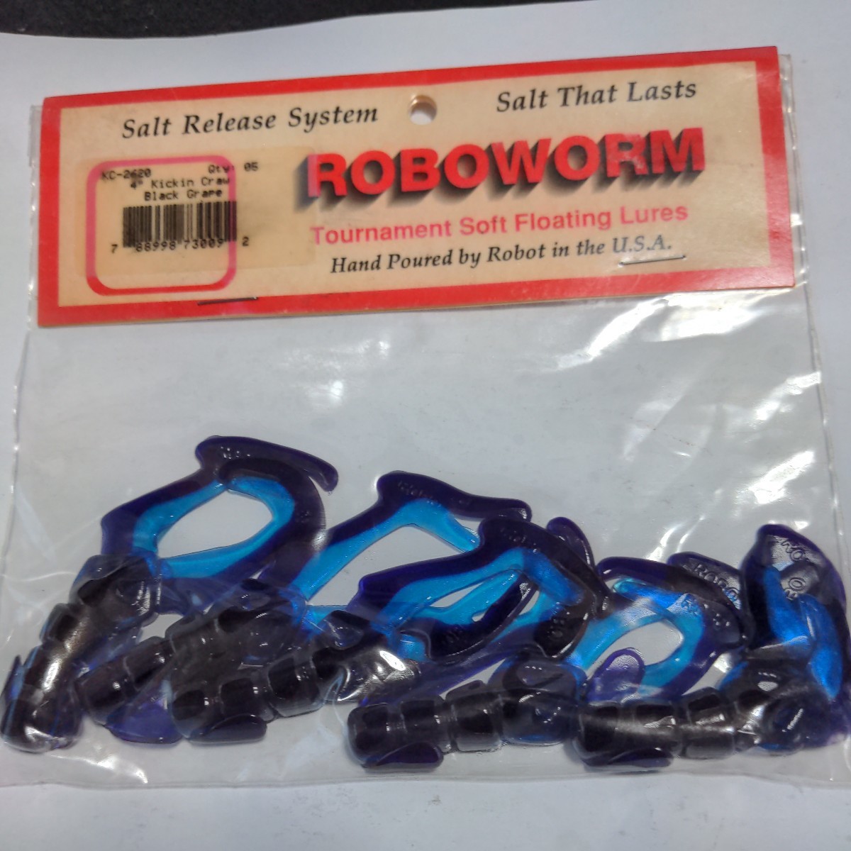 ■新品■ロボワーム■キッキインクロー■5本入、ブラックグレープ■2拍卖