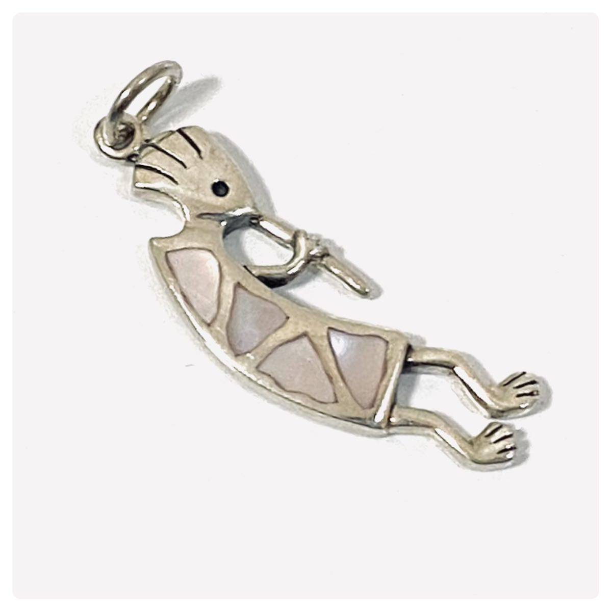 シルバー925 sterling スターリング シェル ココペリ ホピ族 ヴィンテージ アンティーク ペンダントトップ拍卖