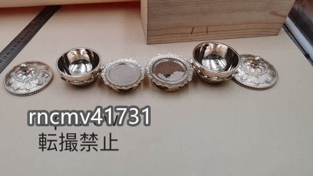 「81SHOP」二器セット 洒水器 塗香器 真鍮製磨き仕上げ 密教法具 寺院用仏具拍卖