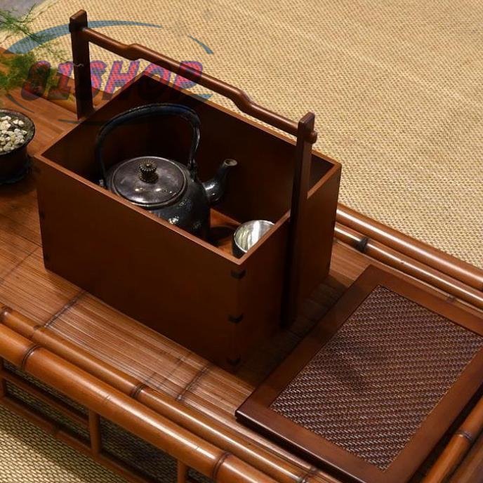 「81SHOP」茶道具★収納ボッ クス 携帯ケース 茶盆を持つ 多機能茶具 漆器 収納 工芸品拍卖