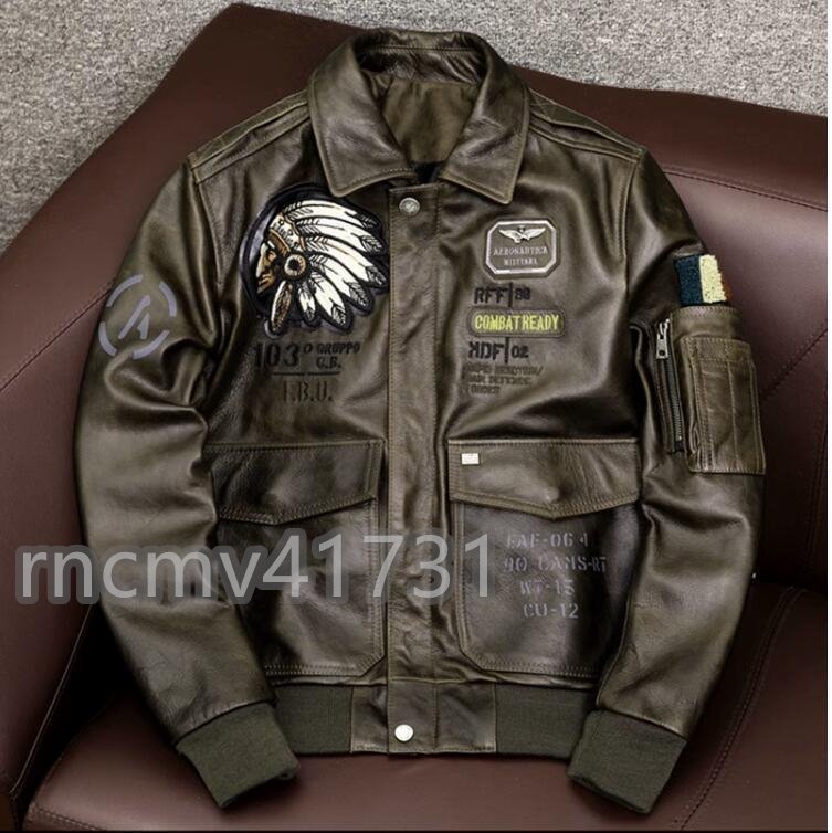 「81SHOP」高品質☆ 馬革バイカー服刺繍革ジャケットメンズ本革ジャケットコートS~5XL拍卖