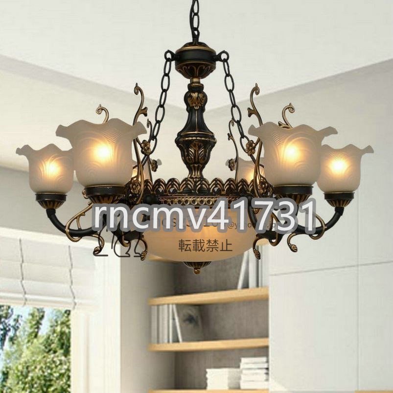 「81SHOP」極美品★ 希少 古美色 ハンドペイントシーリングシャンデリア 6灯 品質保証拍卖