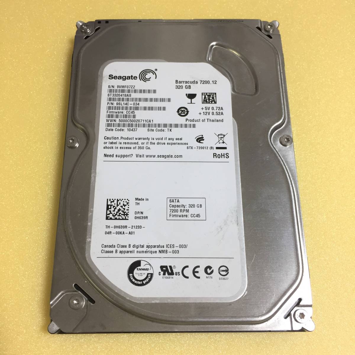 □7479時間 Seagate ST3320418AS 3.5インチHDD 『正常判定』320 GB 拍卖