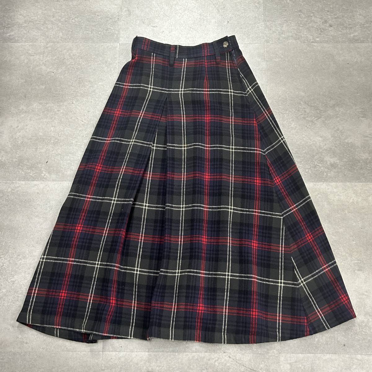 アルマーニジーンズ ARMANI チェック柄ロングスカート/タータン カシミヤ混 42拍卖