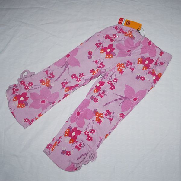 Last インポート 3T 100 裾くしゅ ウェスト総ゴム 綿100% お花のパンツ ピンク拍卖