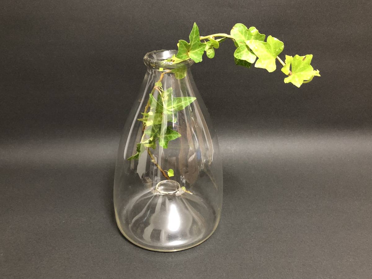 A20 美品 ガラス細工 古い魚取り瓶 モンドリ 気泡 高18.9cm/ レトロ ゆらゆらガラス 花瓶 インテリア拍卖