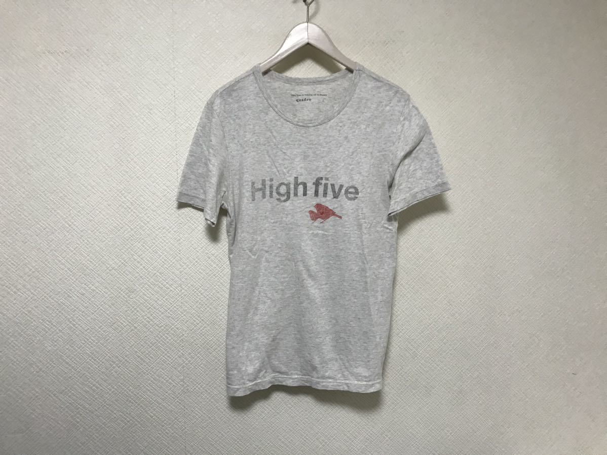 本物クオドロquadroクアドロコットンプリント半袖Tシャツメンズサーフアメカジミリタリービジネススーツ2Mグレー日本製拍卖