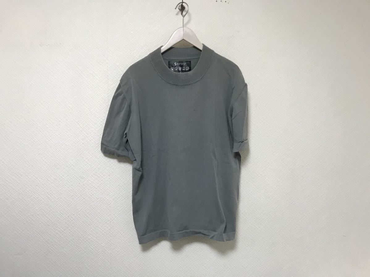 本物ナノユニバースnanouniverseソロナsoronaコットンニット半袖TシャツメンズサーフアメカジビジネススーツグレーM拍卖