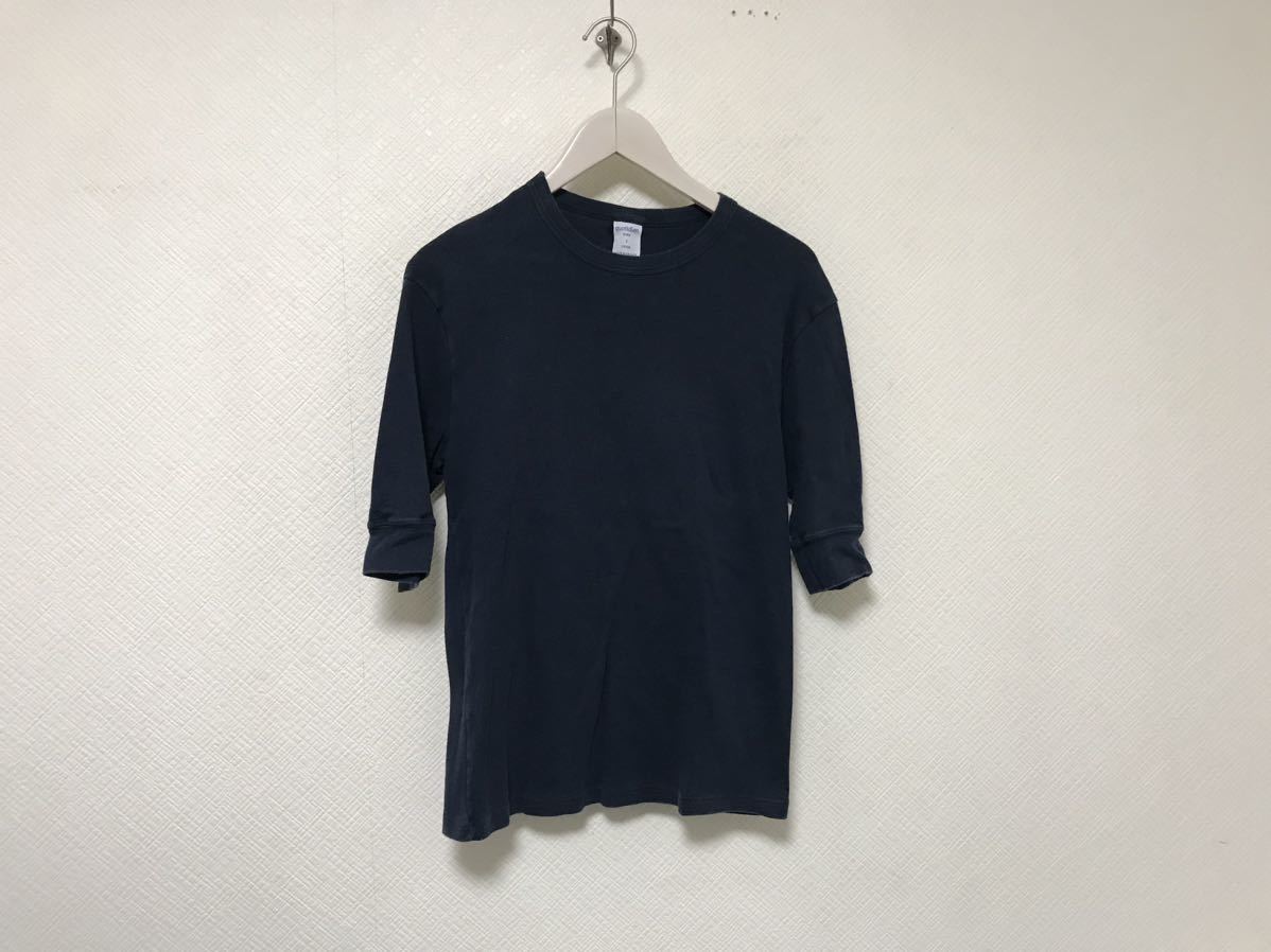 本物コティディアンquotidienコットン5部丈半袖Tシャツメンズサーフアメカジミリタリービジネススーツ紺ネイビー2Mフランス製拍卖