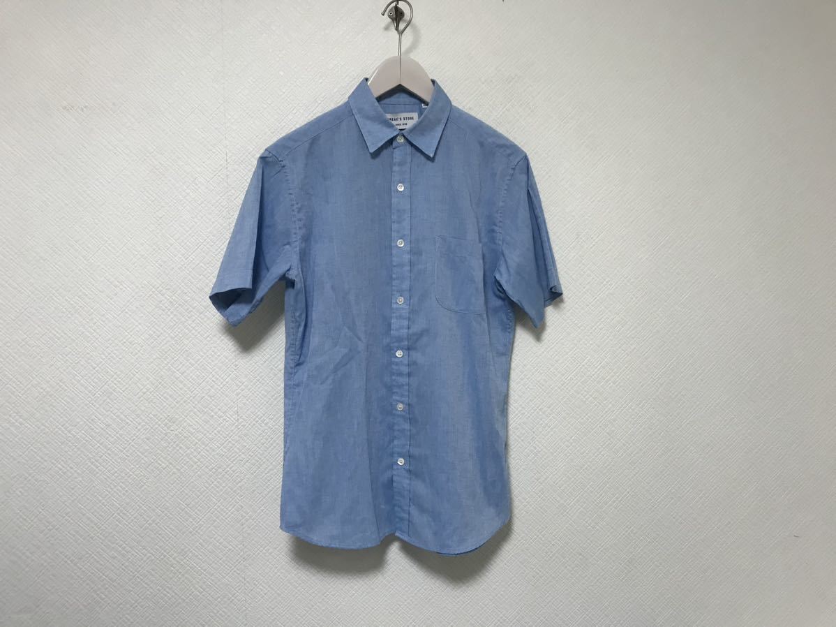 本物フリークスストアFREAKSSTOREポケット半袖シャツメンズサーフアメカジミリタリースーツビジネス青ブルー38M拍卖