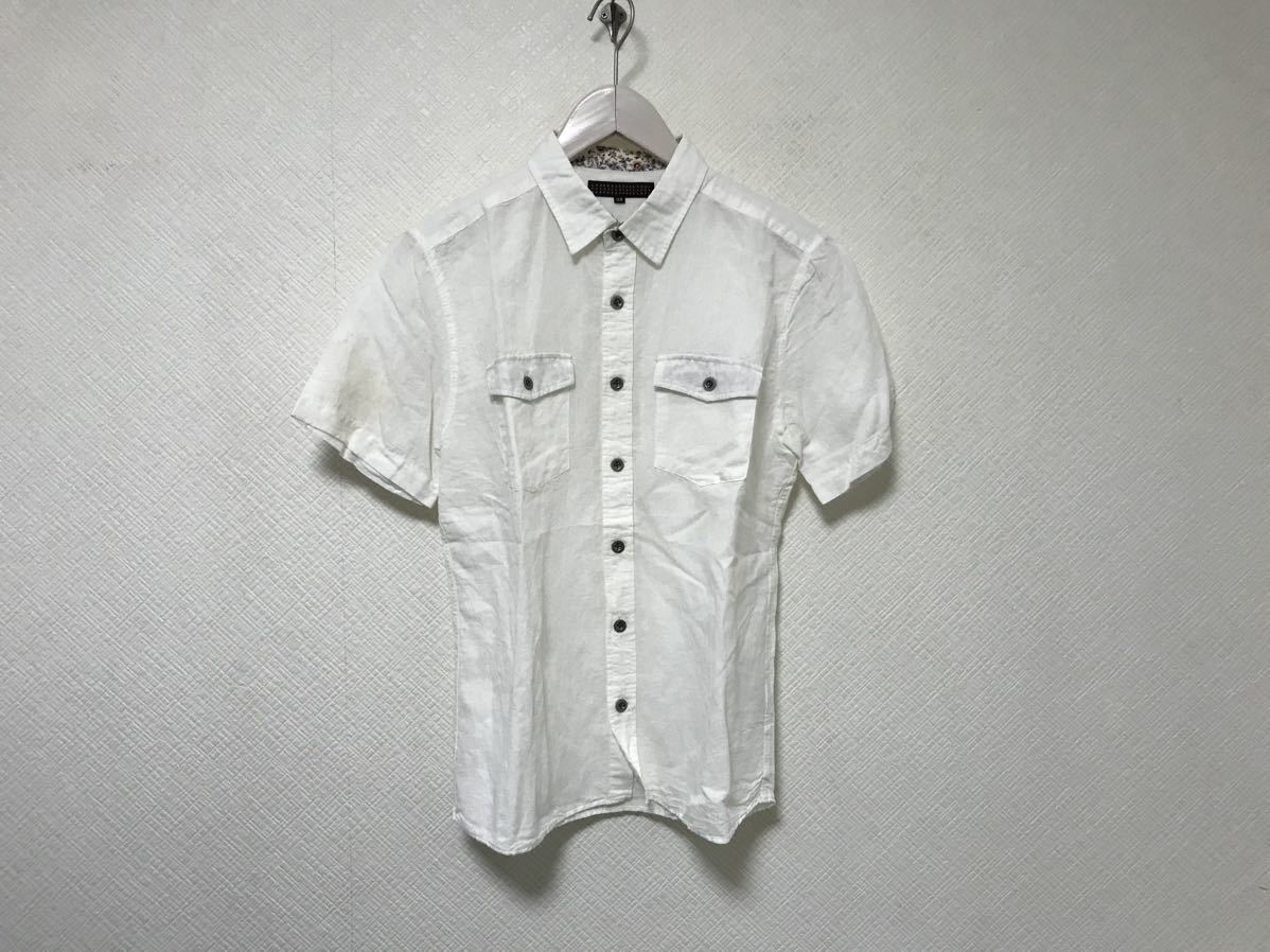 本物センスオブプレイスSENSEOFPLACEアーバンリサーチリネン麻半袖シャツメンズサーフアメカジミリタリービジネス白ホワイト38Mワーク拍卖