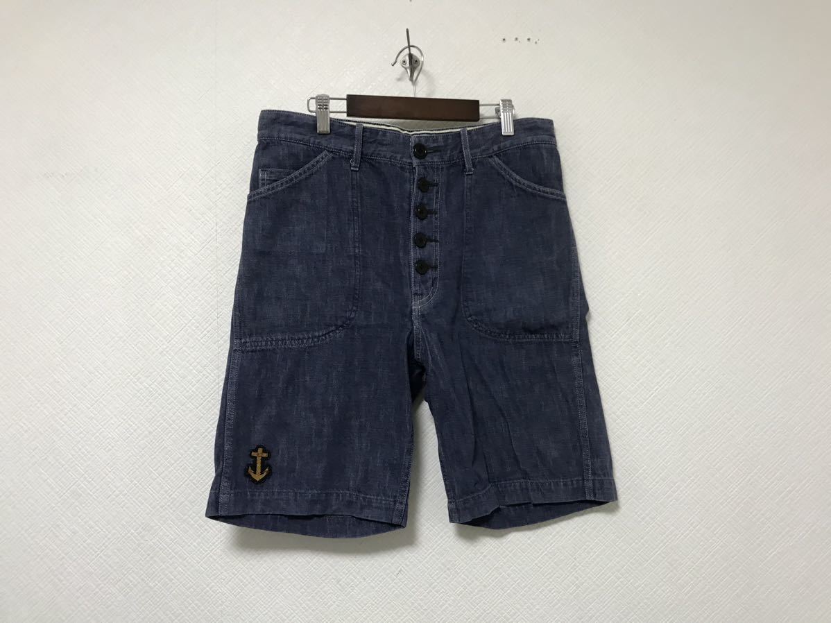 本物ジョンブルJohnbullコットンデニムハーフショートパンツミリタリーサーフアメカジワークスーツメンズ青ブルーMワーク拍卖