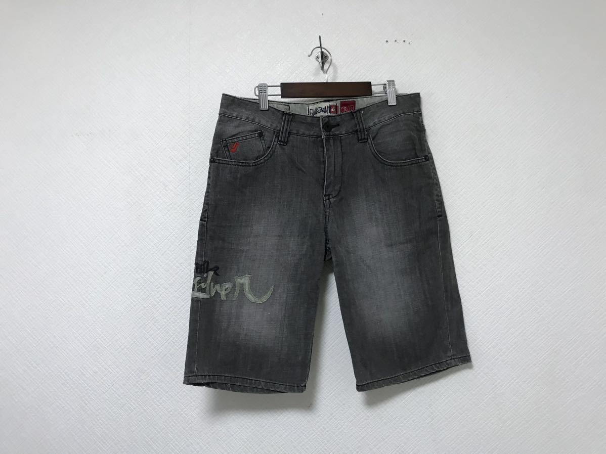 本物クイックシルバーQUICKSILVERコットンデニムハーフショートパンツミリタリーサーフアメカジメンズグレー30M拍卖
