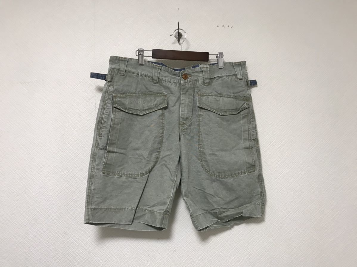 本物エスブイ.1972 SV.1972コットン麻リネンワークハーフショートパンツミリタリーサーフアメカジビジネスメンズカーキ50XLイタリア製拍卖
