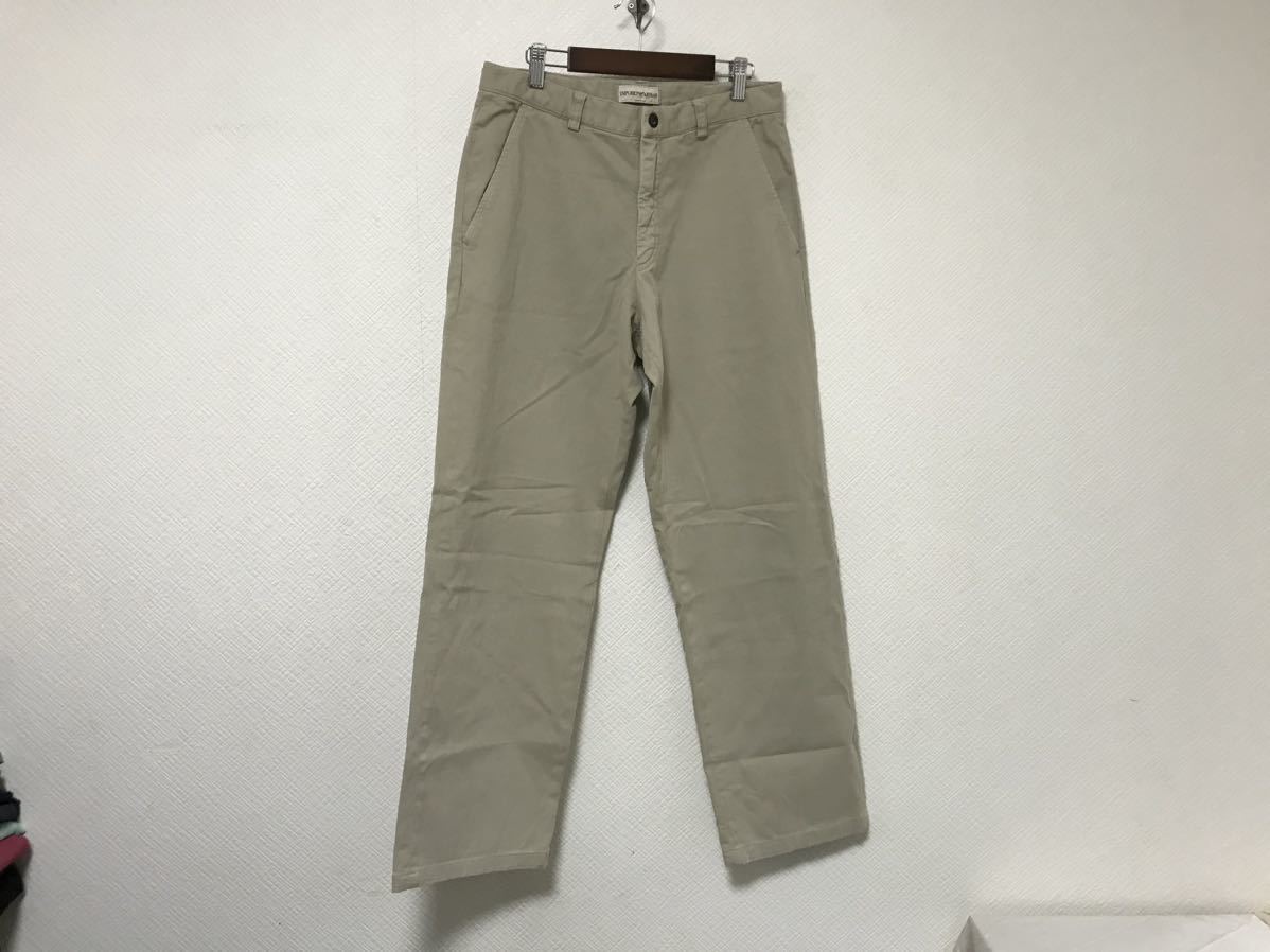 本物エンポリオアルマーニEMPORIO ARMANIコットンチノパンツワークミリタリーアメカジサーフビジネススーツメンズベージュ46Mイタリア製拍卖