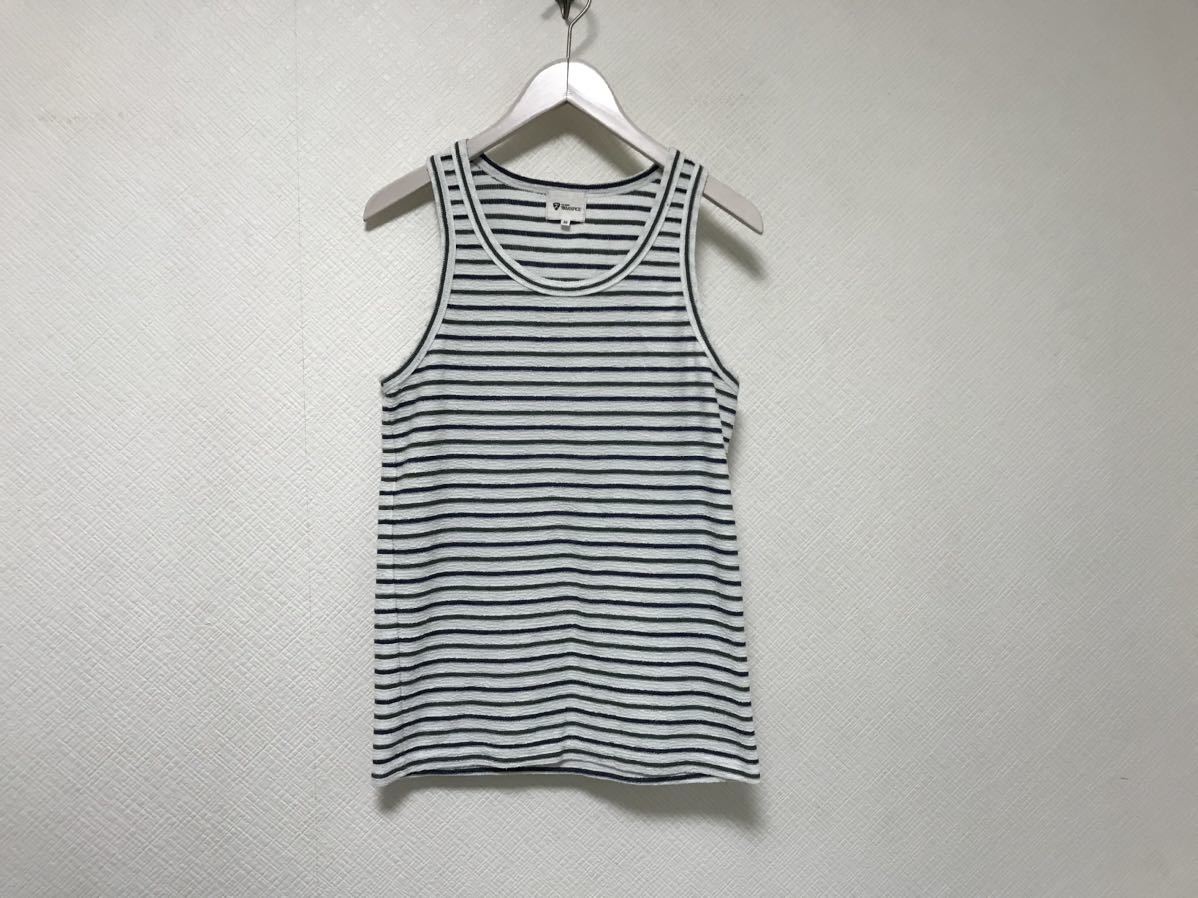 本物タケオキクチtkTAKEOKIKUCHIボーダー柄タオル生地タンクトップアメカジサーフミリタリーワークビジネススーツメンズ白M拍卖