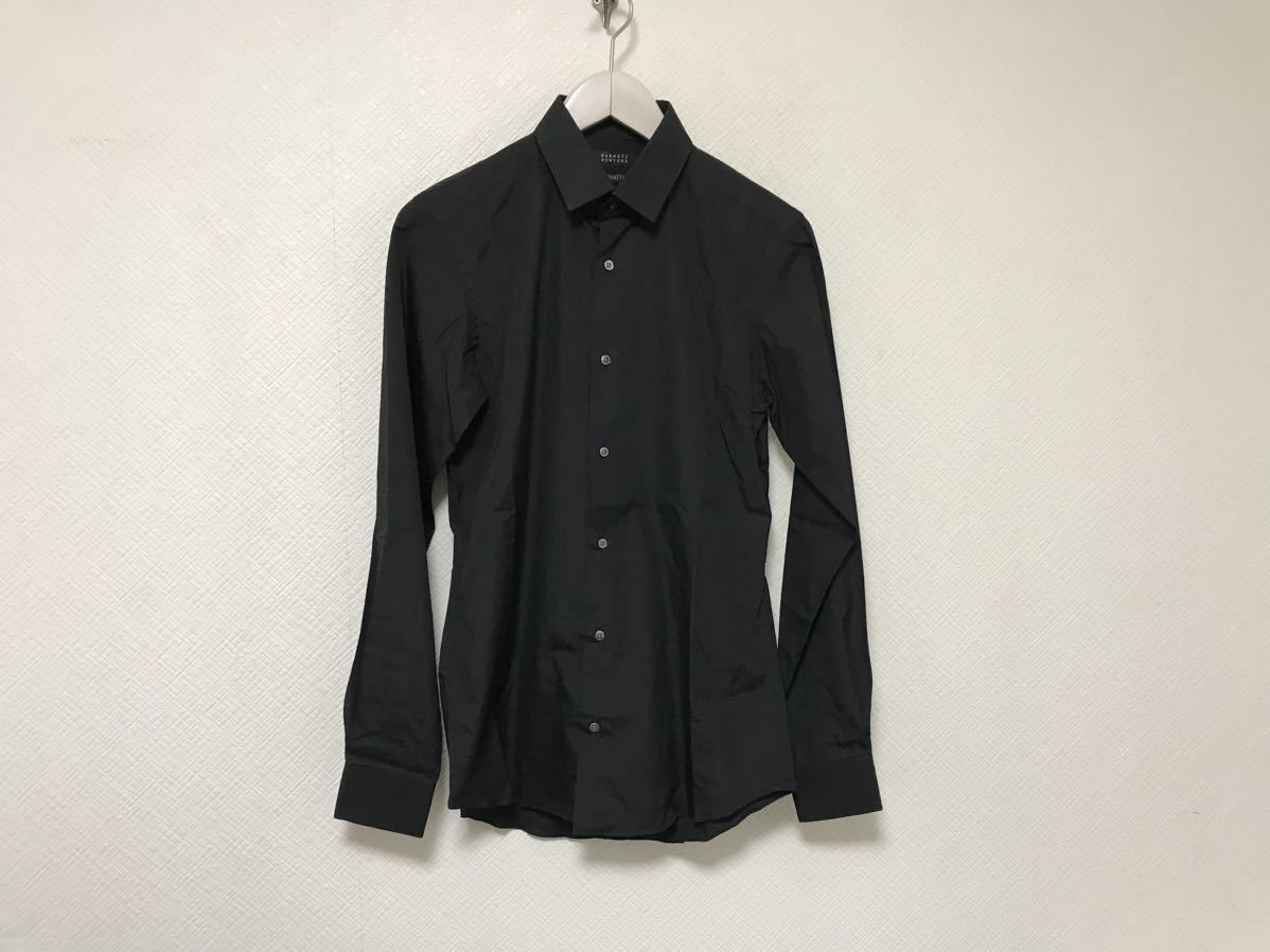 本物バーニーズニューヨークBARNEYS NEWYORKコットンドレス長袖シャツメンズミリタリーサーフアメカジビジネススーツ黒ブラック37XS日本製拍卖