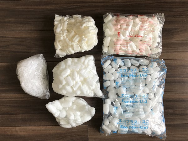 6種類まとめてセット 発砲素材 梱包材 緩衝材 クッション材 隙間 スーパーフォーム エコプラス・ユニ S字 細い線 麺状 紐状 お蚕 繭型/5拍卖