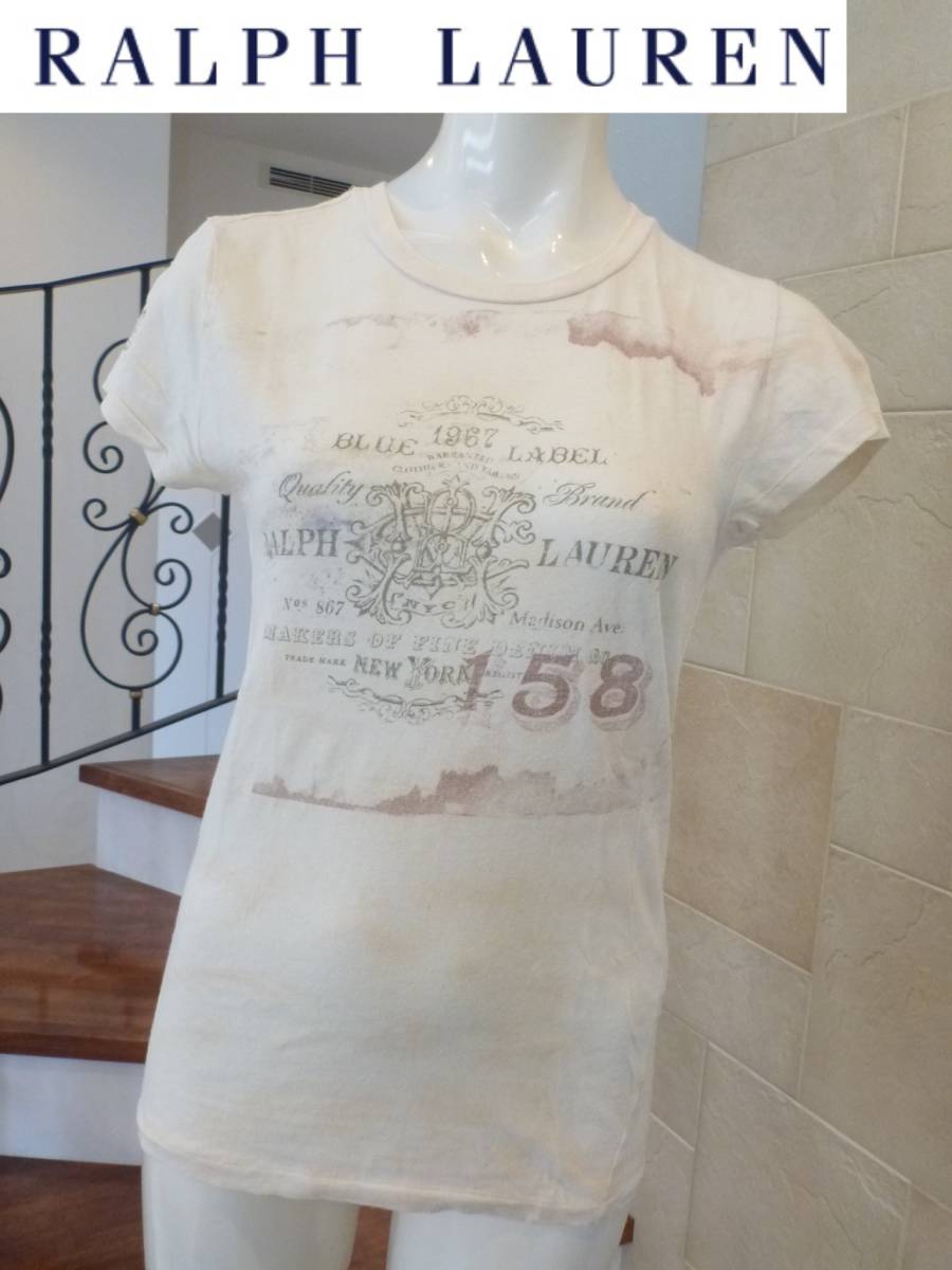 RALPH LAUREN ラルフローレン★アイボリー系 半袖 Tシャツ L拍卖