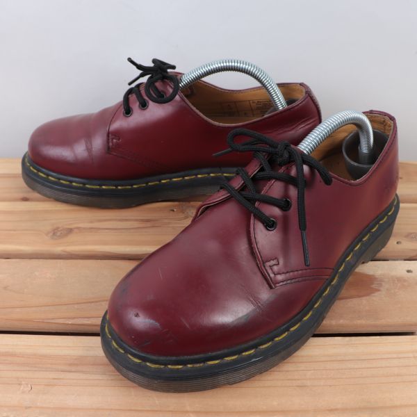 d11 ドクターマーチン 3ホール UK4 22.5~23.0cm位/チェリー バーガンディ系 Dr.Martens メンズ レディース シューズ ブーツ 中古拍卖