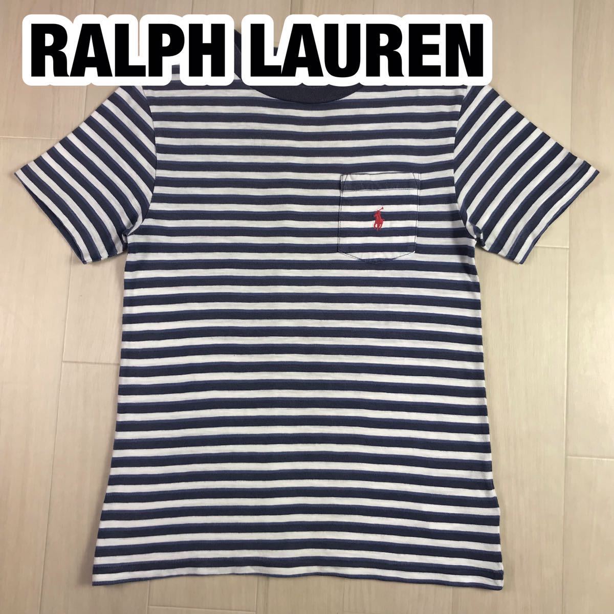 POLO RALPH LAUREN ポロ ラルフローレン 半袖 Tシャツ S(8)140/68 ユースサイズ ボーダー マルチカラー 刺繍ロゴ ポニー ポケット拍卖