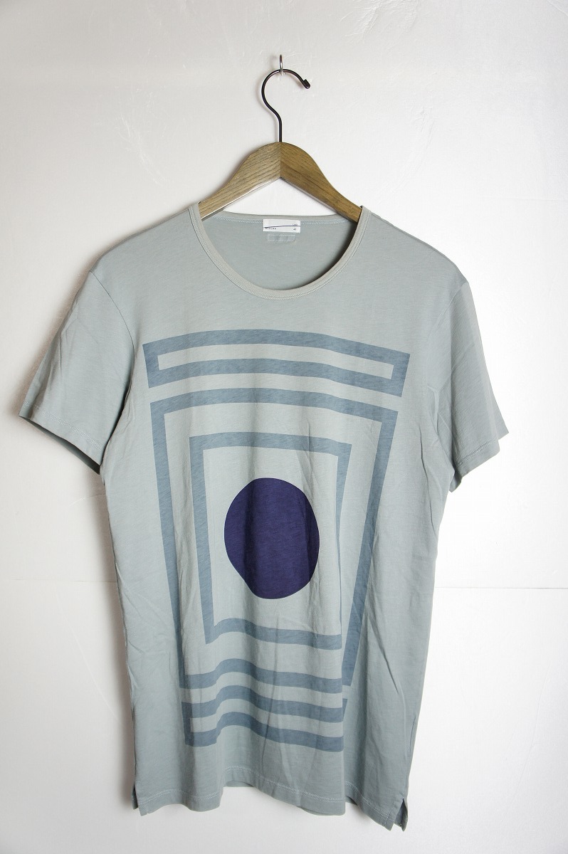 正規 LAD MUSICIAN プリント 半袖 Tシャツ カットソー ボーダー 灰紺 42 本物 829N拍卖