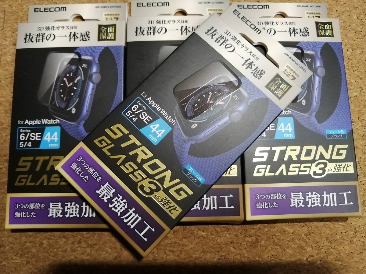 【4コ】エレコム AppleWatch SE / Series6 44mm フルカバーガラス フィルム 光沢 全強化 ブラック AW-20MFLGTCRBK 4549550206693拍卖
