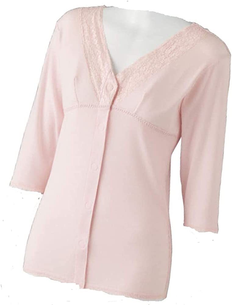 新品● レディース 前開きワンタッチ マジックテープ 介護肌着 介護下着シャツ Lサイズ カップ付き 7分袖拍卖