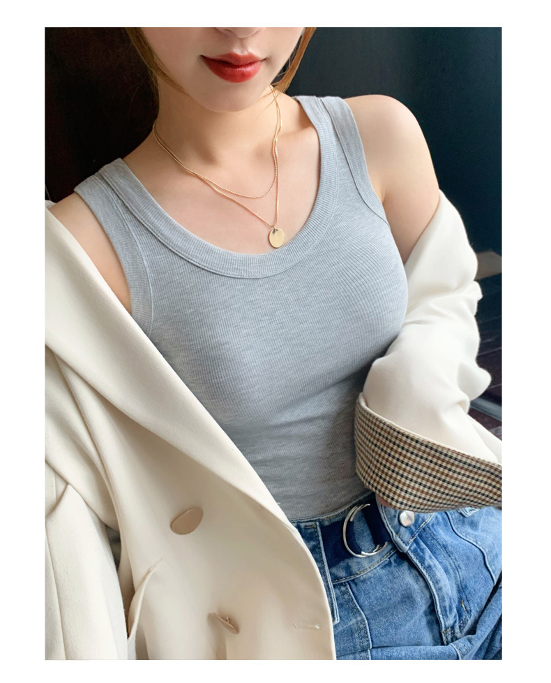 新品●送料無料●彼女に着せたい リブ タンクトップ●着るとなぜか いい女なれる 男性受け NO1 グレー サイズフリー拍卖