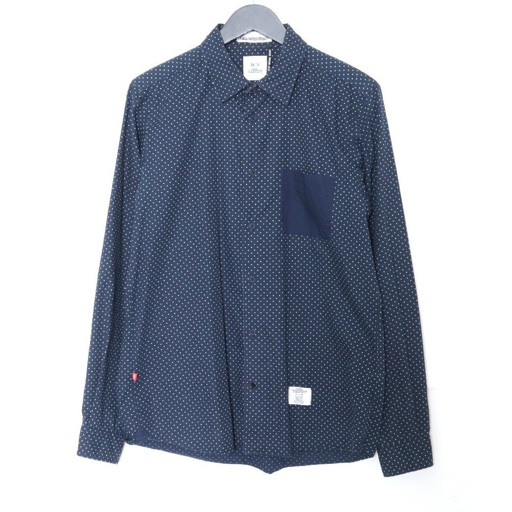 BEDWIN ドット柄長袖シャツ サイズ3 ネイビー ベドウィン dot l/s shirt拍卖