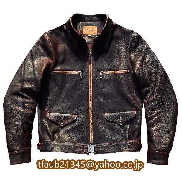 【ケーリーフショップ】ドイツ空軍復刻 最上質カウレザー使用 シングルレザージャケット★ライダース フライトジャケット L~3XL拍卖