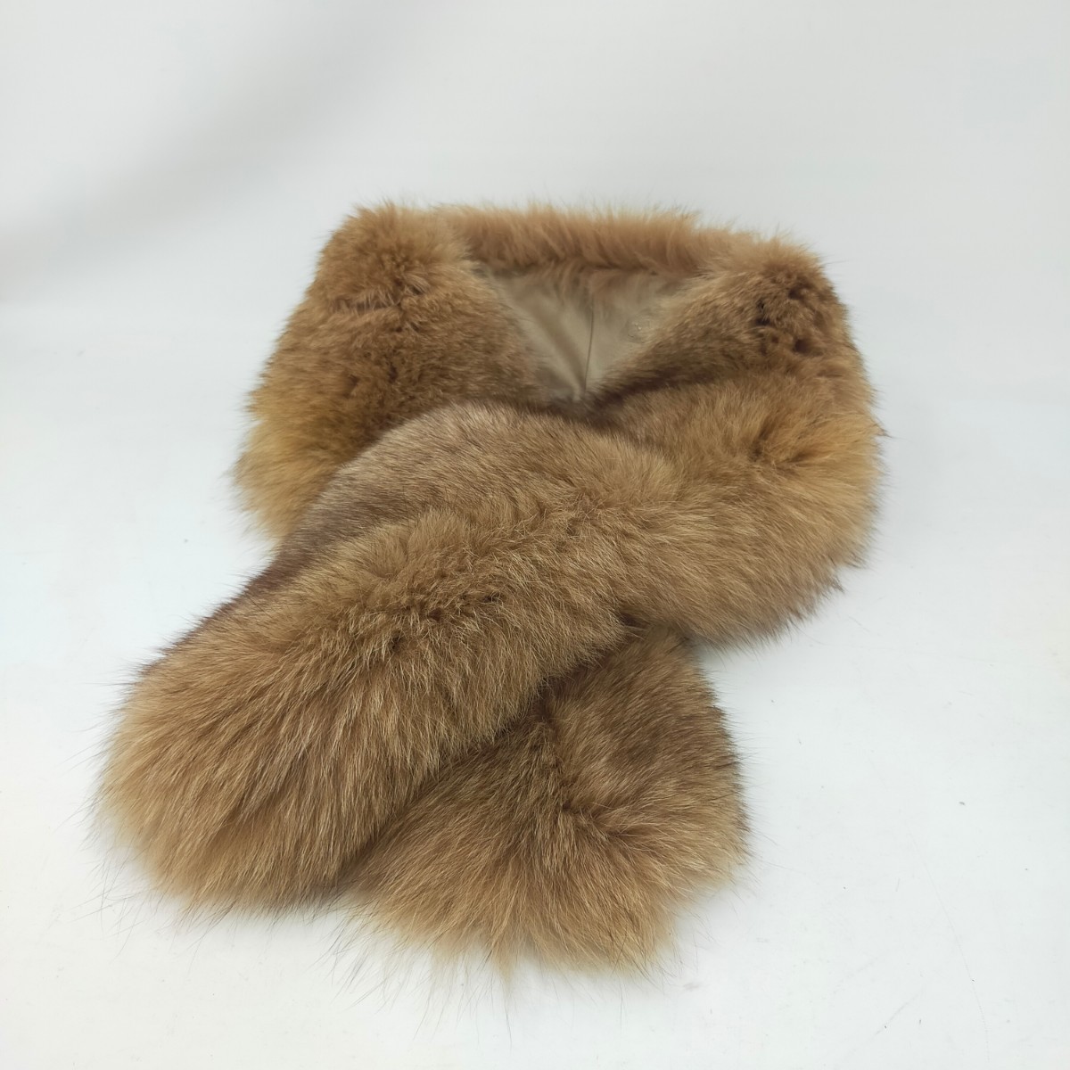 ●美品●マフラー リアルファー ストール 襟巻き つけ襟 フォックスファー ブラウン S拍卖