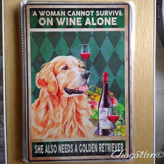 【送料無料】ゴールデンレトリバー ⑧ ワイン メタルサインプレート【新品】拍卖